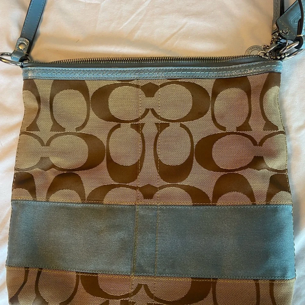 Coach Signature C Brown & Blue Canvas Bag AND Wallet - Picture 8 of 16